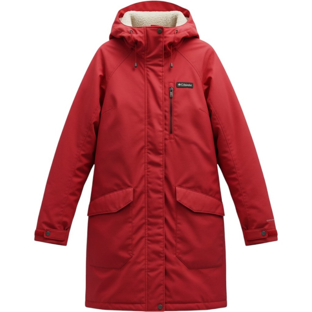 Columbia Womens Red Omni-Heat Sherpa Lined Hooded Parka Jacket Size S